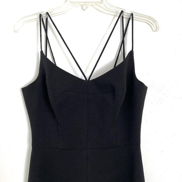 Black Halo Size 2 Behati Black Cocktail Dress Mini Strappy Bodycon Back Zip - Picture 3 of 10